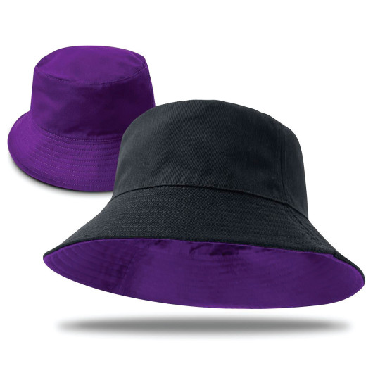 Reversible School Bucket Hats Black Purple